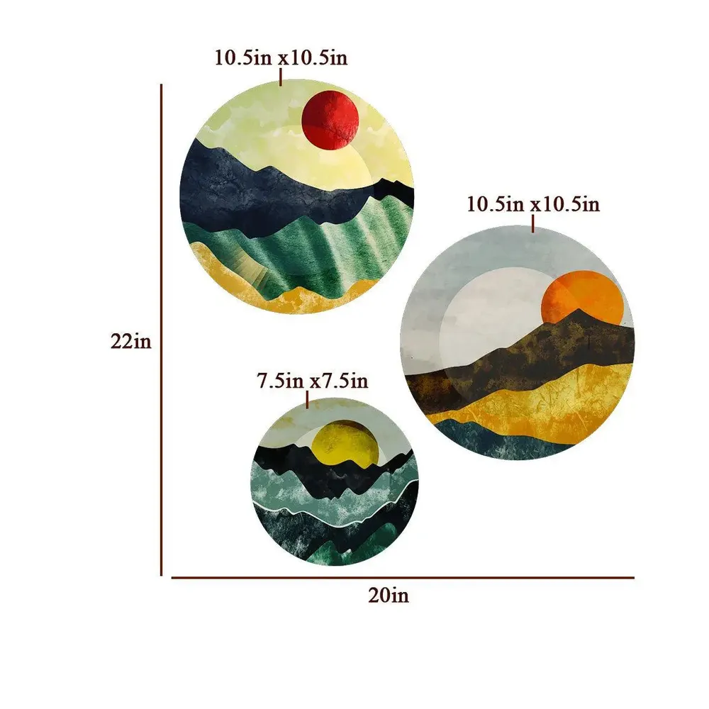 Ceramic Wall Plates with Beautiful Modern Art Mountain Scenery Wall Hanging Plate