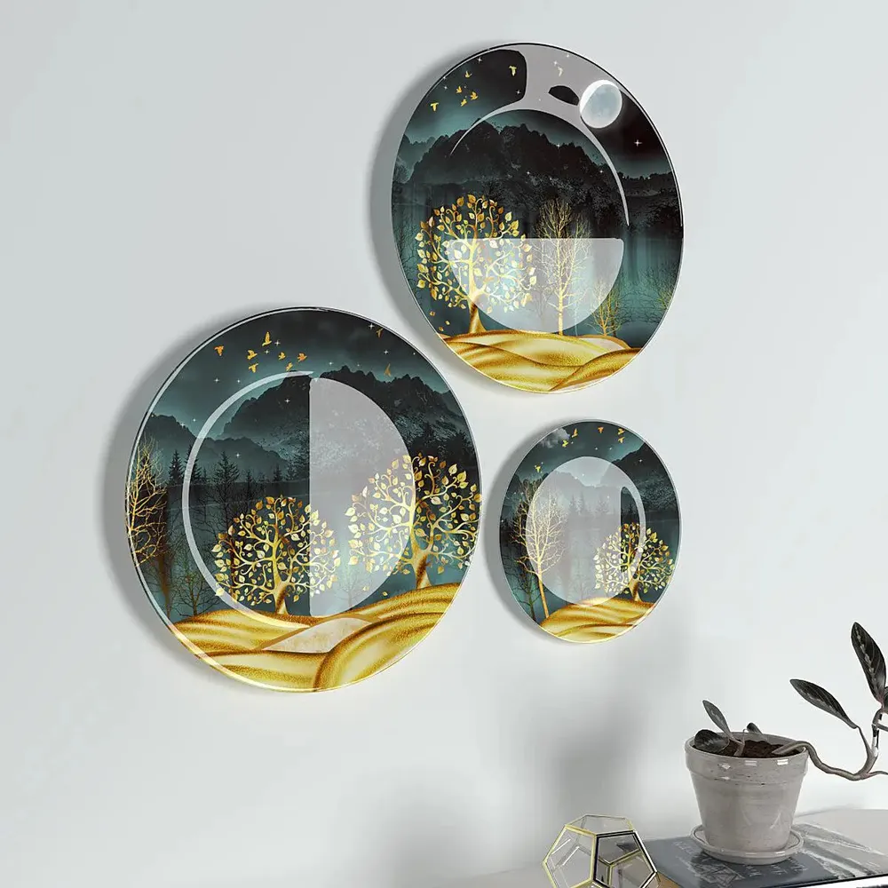 Ceramic Wall Plates with Beautiful Modern Art Scenery, Wall Hanging Plate