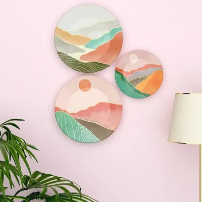 Ceramic Wall Plates with Beautiful Modern Art Scenery Wall Hanging Plate