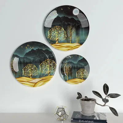 Ceramic Wall Plates with Beautiful Modern Art Scenery, Wall Hanging Plate