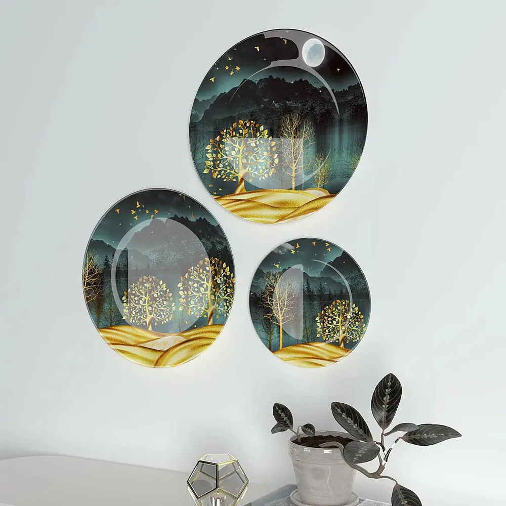 Ceramic Wall Plates with Beautiful Modern Art Scenery, Wall Hanging Plate