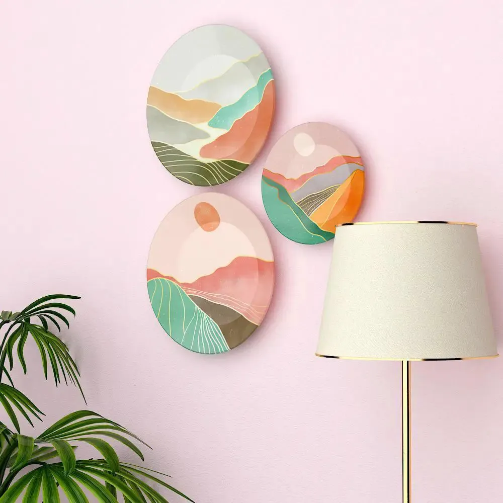 Ceramic Wall Plates with Beautiful Modern Art Scenery Wall Hanging Plate