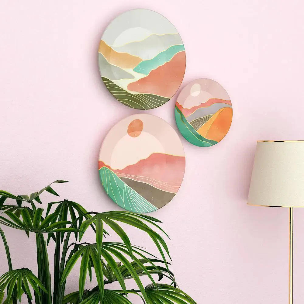 Ceramic Wall Plates with Beautiful Modern Art Scenery Wall Hanging Plate