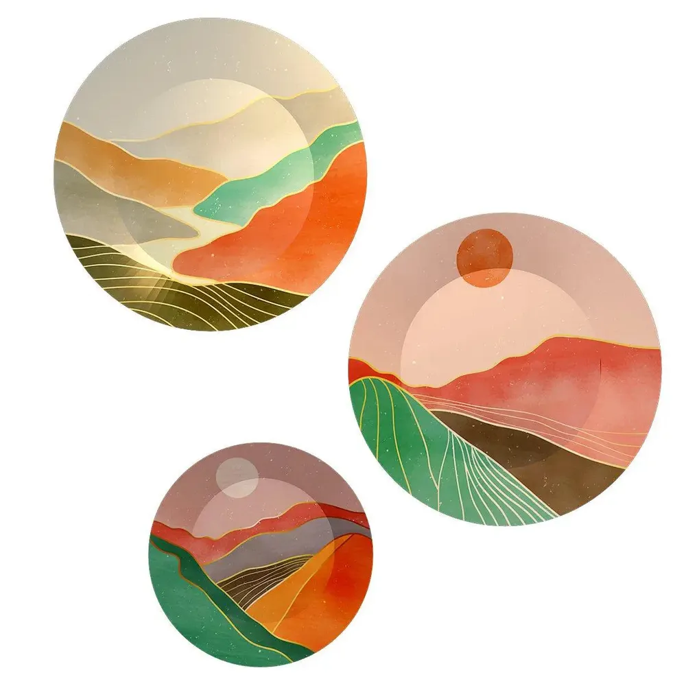Ceramic Wall Plates with Beautiful Modern Art Scenery Wall Hanging Plate