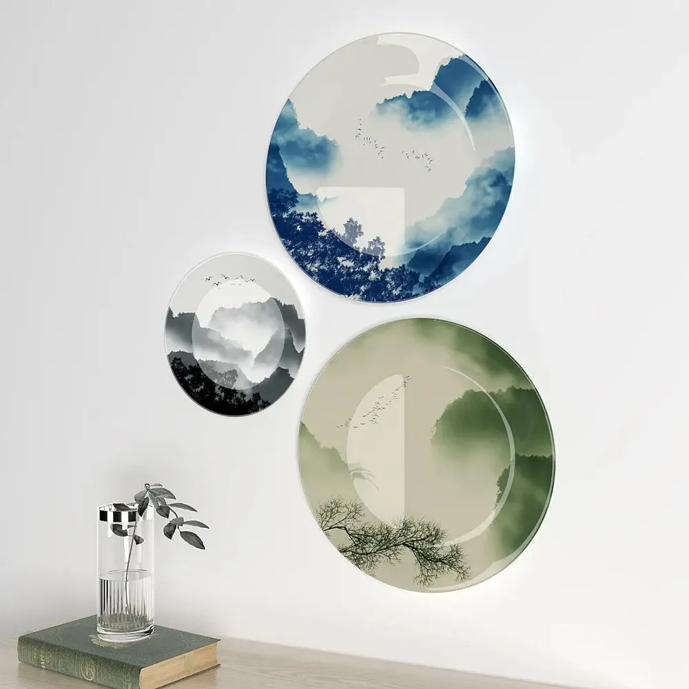 Ceramic Wall Plates with Beautiful Mountain Scenery Wall Hanging Plate