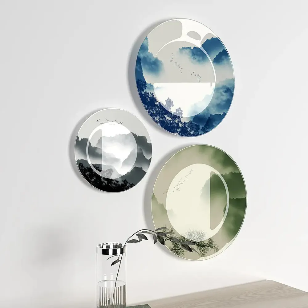 Ceramic Wall Plates with Beautiful Mountain Scenery Wall Hanging Plate