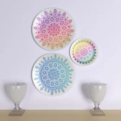 Ceramic Wall Plates with Beautiful Multi Color Mandala Art Wall Hanging Plate