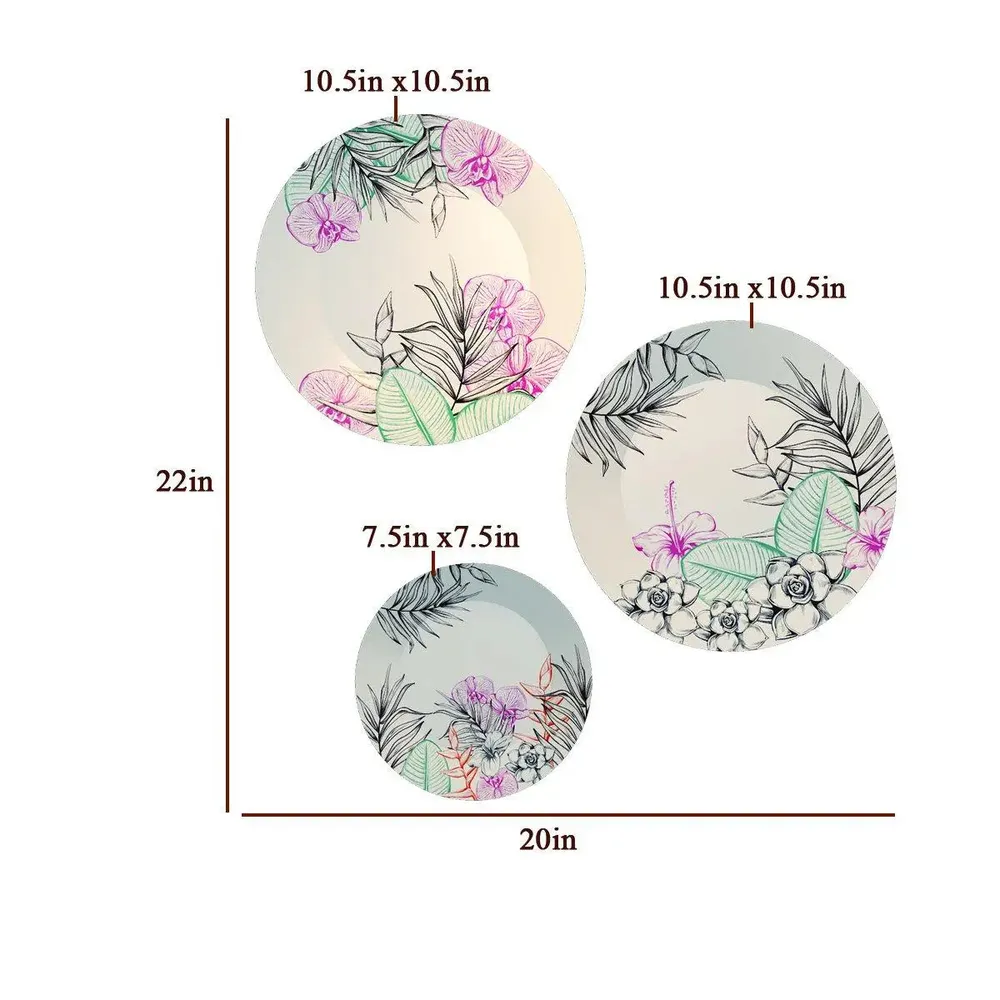 Ceramic Wall Plates With Beautiful Outline Flower Art Wall Hanging Plate