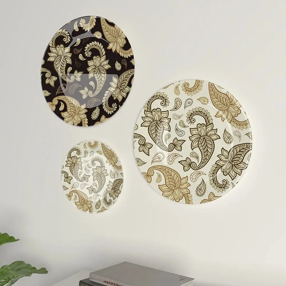 Ceramic Wall Plates with Beautiful Paisley Art Wall Hanging Plate