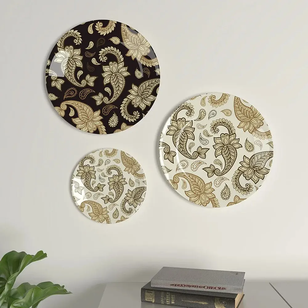 Ceramic Wall Plates with Beautiful Paisley Art Wall Hanging Plate