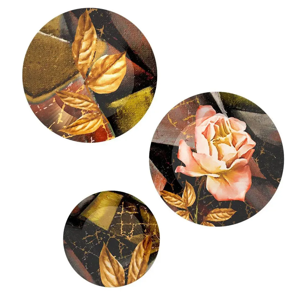 Ceramic Wall Plates with Beautiful Rose Flower Modern Art Wall Hanging Plate