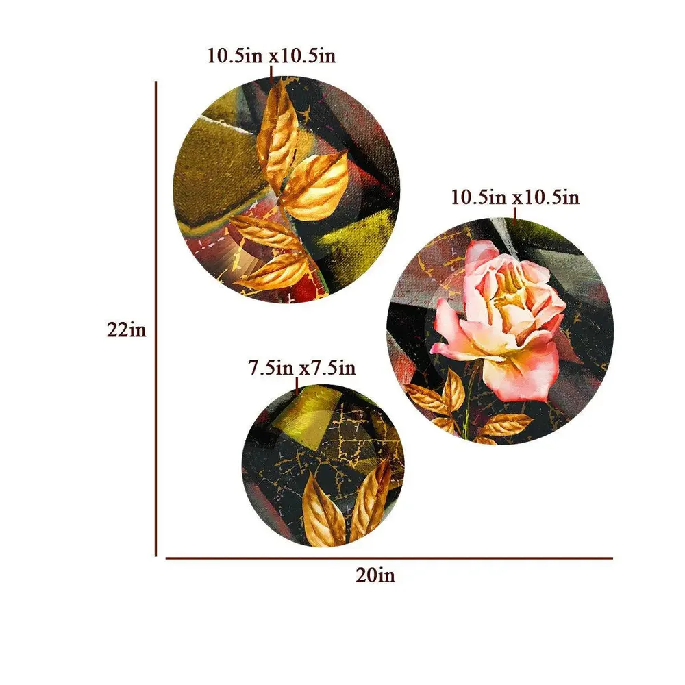 Ceramic Wall Plates with Beautiful Rose Flower Modern Art Wall Hanging Plate