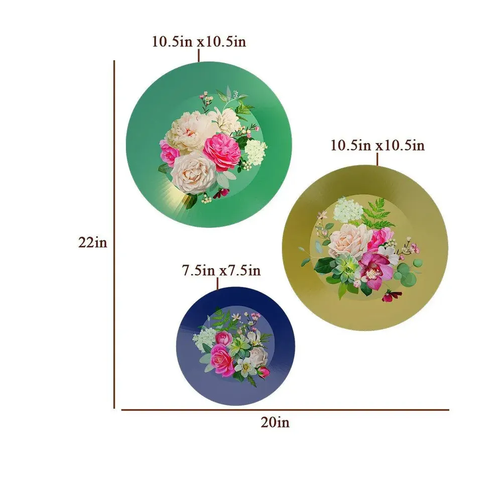 Ceramic Wall Plates with Beautiful Rose Flowers Design Art, Wall Hanging Plate