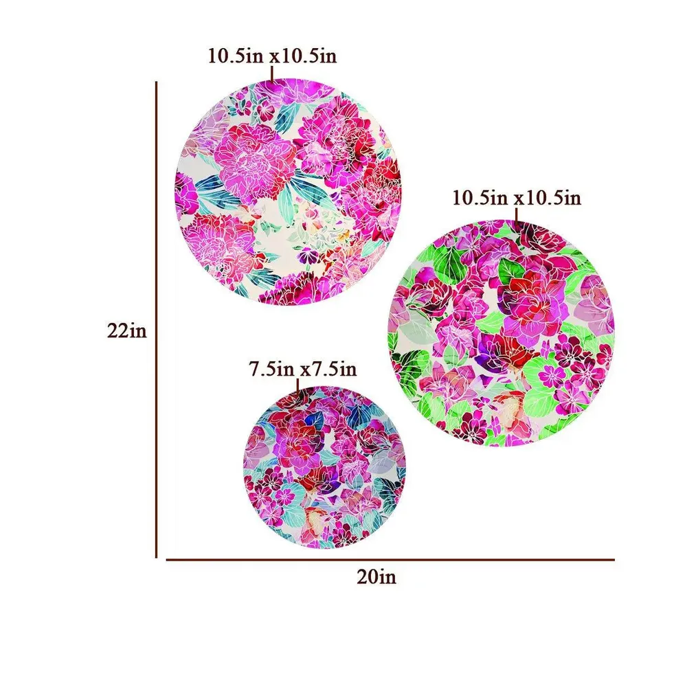 Ceramic Wall Plates With Beautiful Transparent Flowers Art Wall Hanging Plate