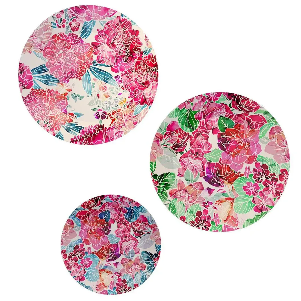 Ceramic Wall Plates With Beautiful Transparent Flowers Art Wall Hanging Plate
