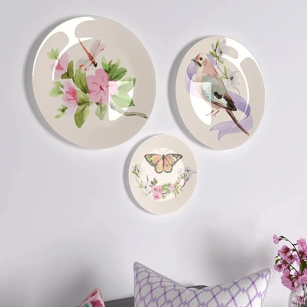 Ceramic Wall Plates with Beautiful Water Color Art  Wall Hanging Plate