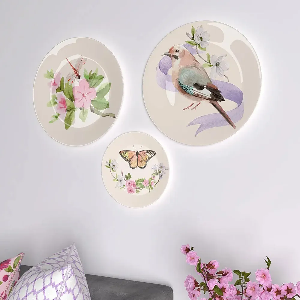 Ceramic Wall Plates with Beautiful Water Color Art  Wall Hanging Plate