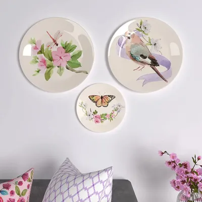 Ceramic Wall Plates with Beautiful Water Color Art  Wall Hanging Plate