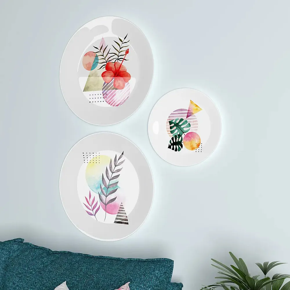 Ceramic Wall Plates With Beautiful Watercolor Modern Art Wall Hanging Plate