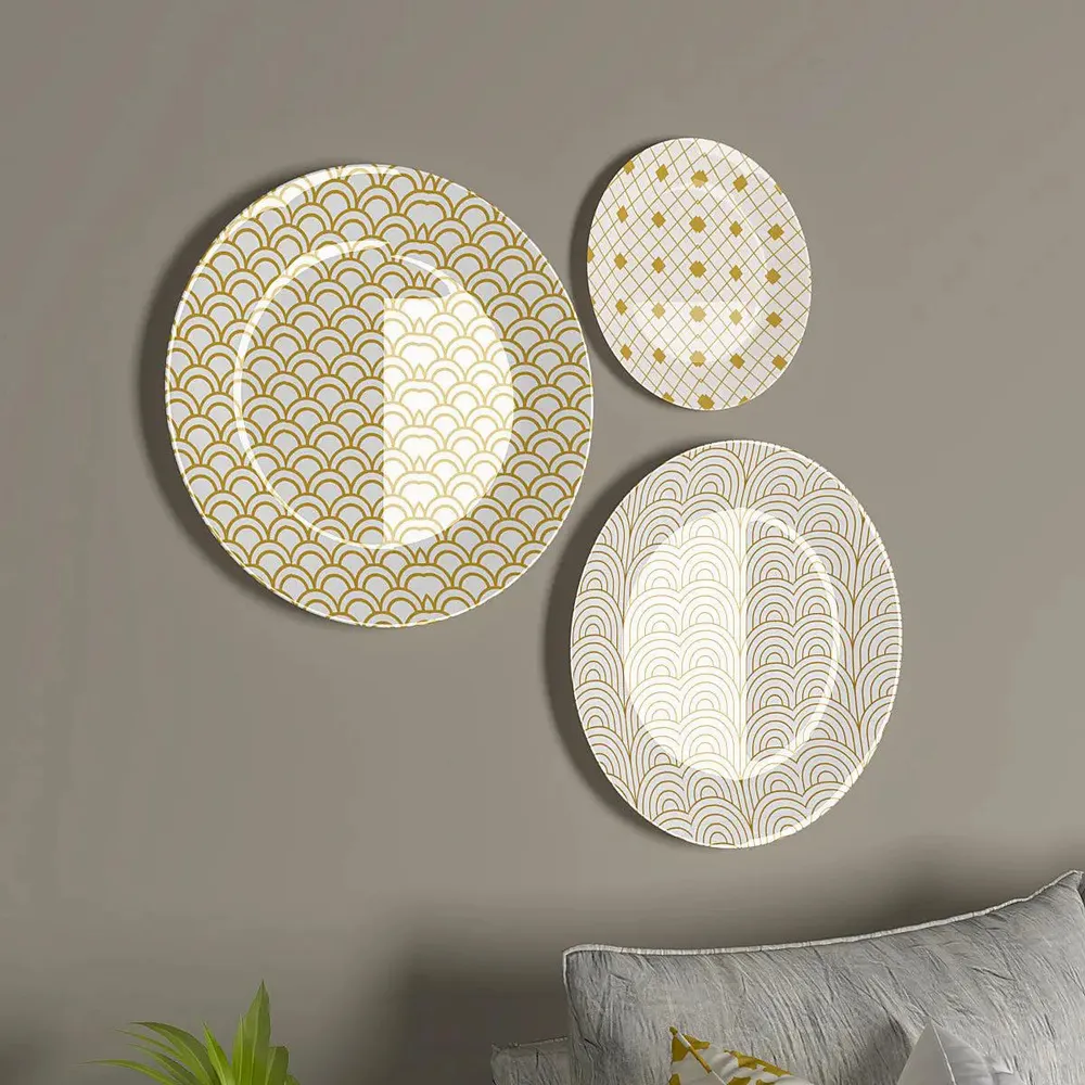 Ceramic Wall Plates With Lattice Pattern Design Art' Wall Hanging.