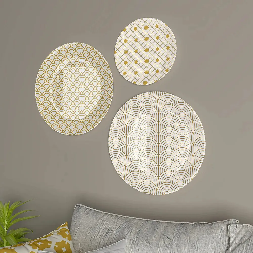 Ceramic Wall Plates With Lattice Pattern Design Art' Wall Hanging.