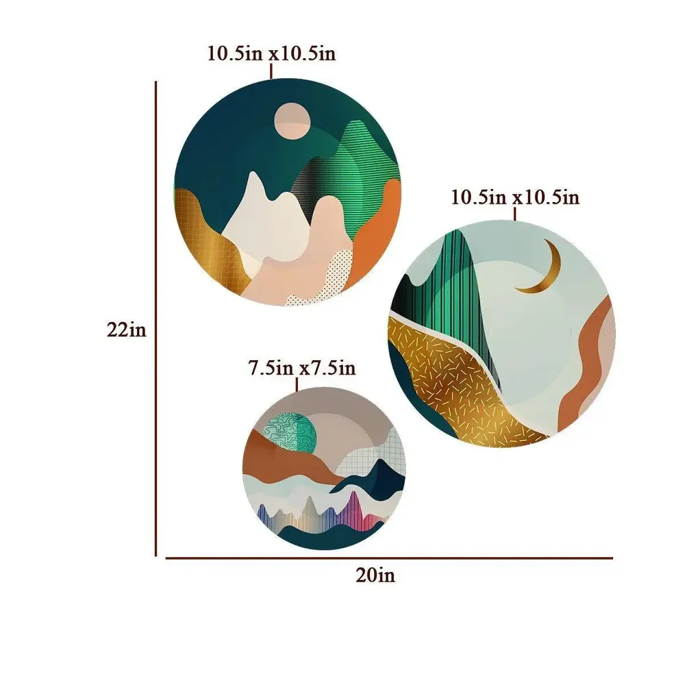 Ceramic Wall Plates With Modern Art Design Round Shape, Wall Hanging.