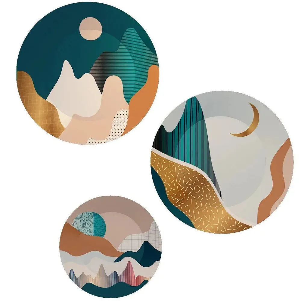 Ceramic Wall Plates With Modern Art Design Round Shape, Wall Hanging.