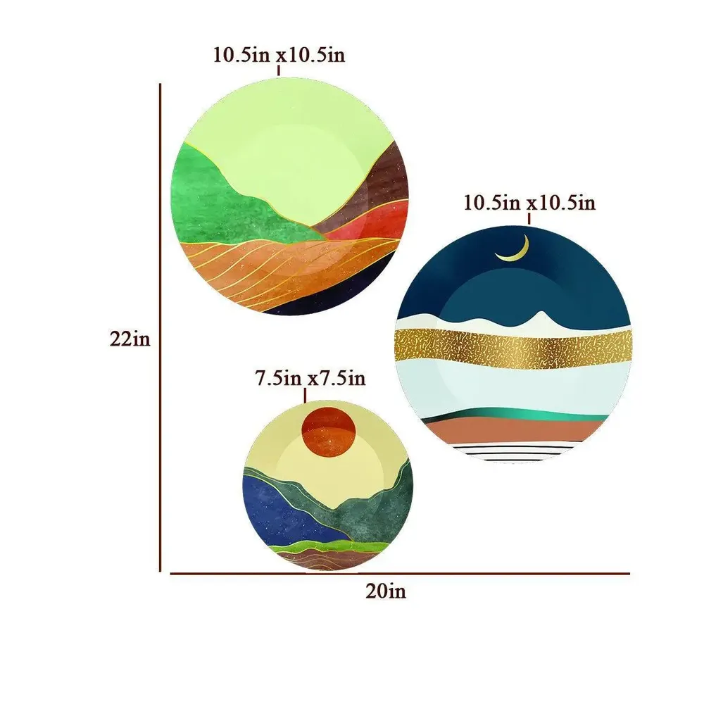Ceramic Wall Plates With Modern Art Scenery Design, Wall Hanging.