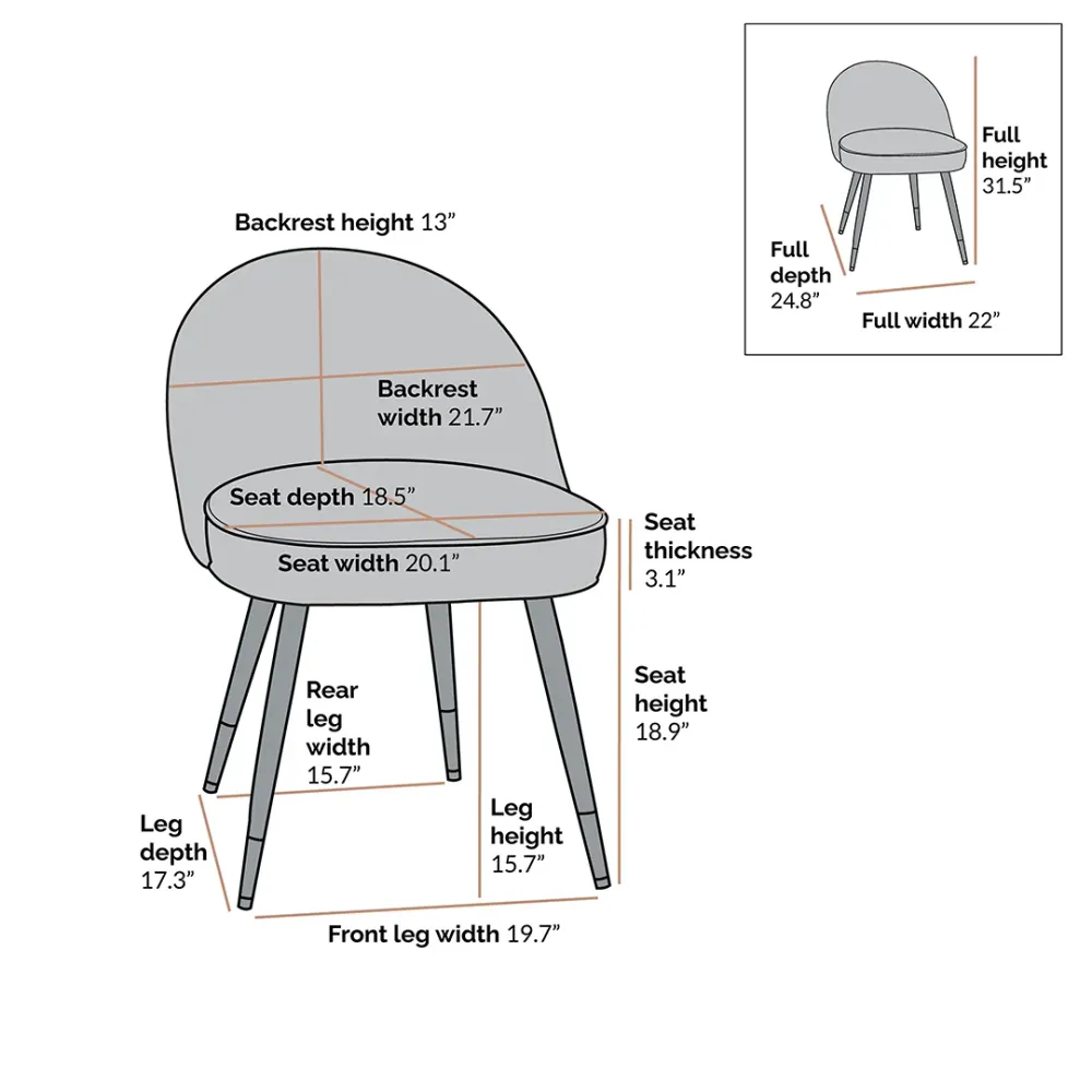 Orange Velvet Accent Chair with Upholstery Single