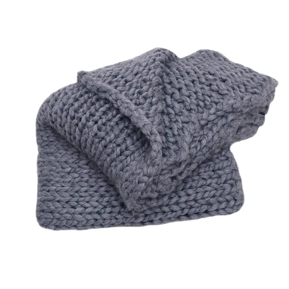 Charcoal Chunky Knitted Acrylic & Woolen Throw
