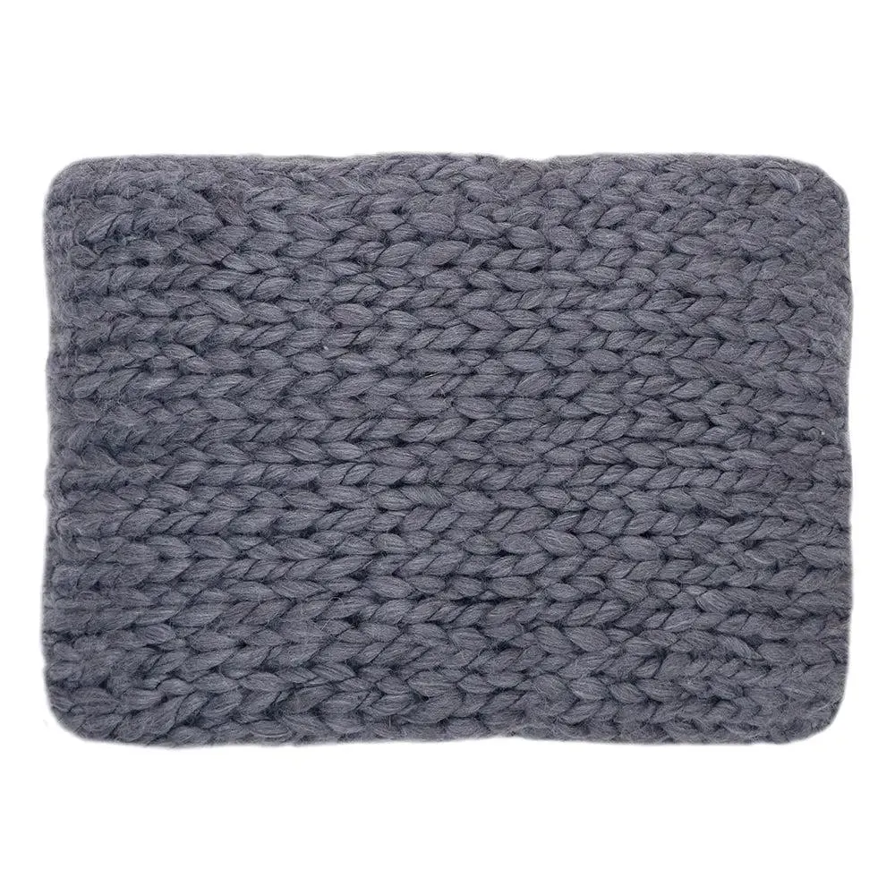 Charcoal Chunky Knitted Acrylic & Woolen Throw