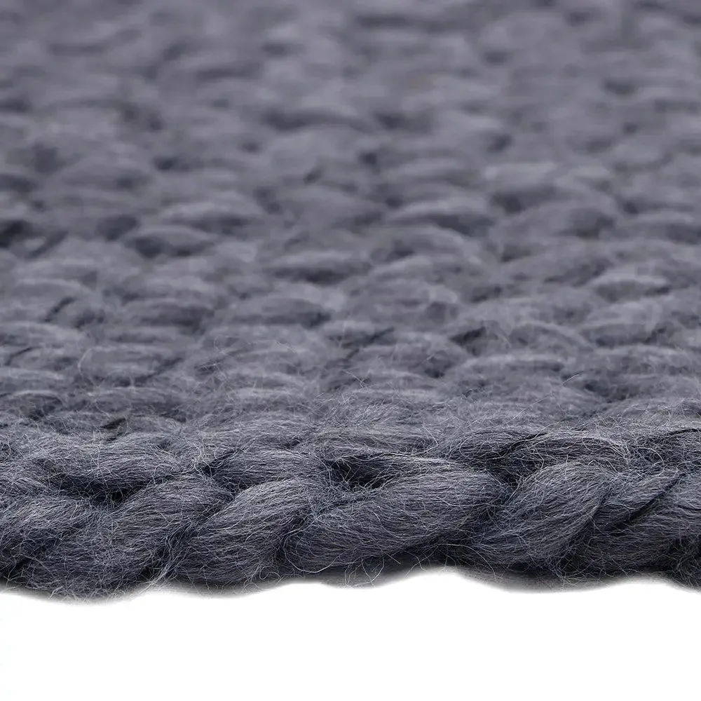 Charcoal Chunky Knitted Acrylic & Woolen Throw