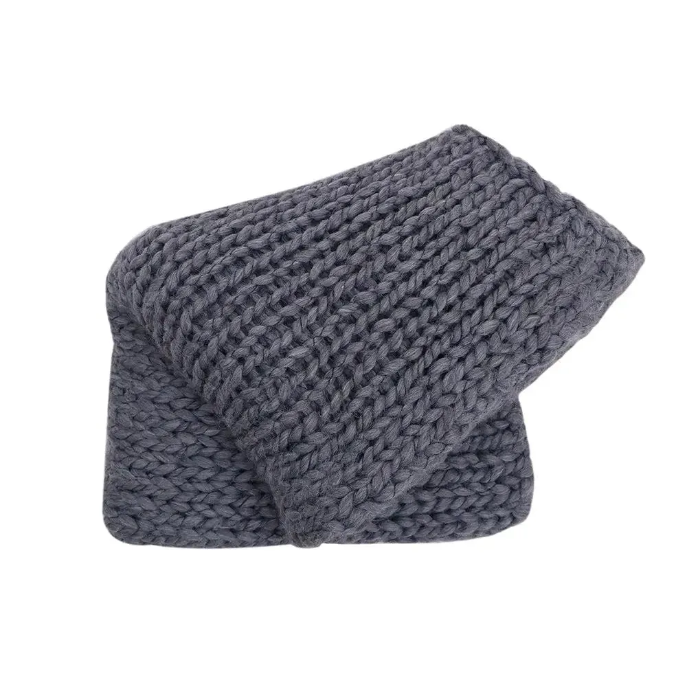 Charcoal Chunky Knitted Acrylic & Woolen Throw