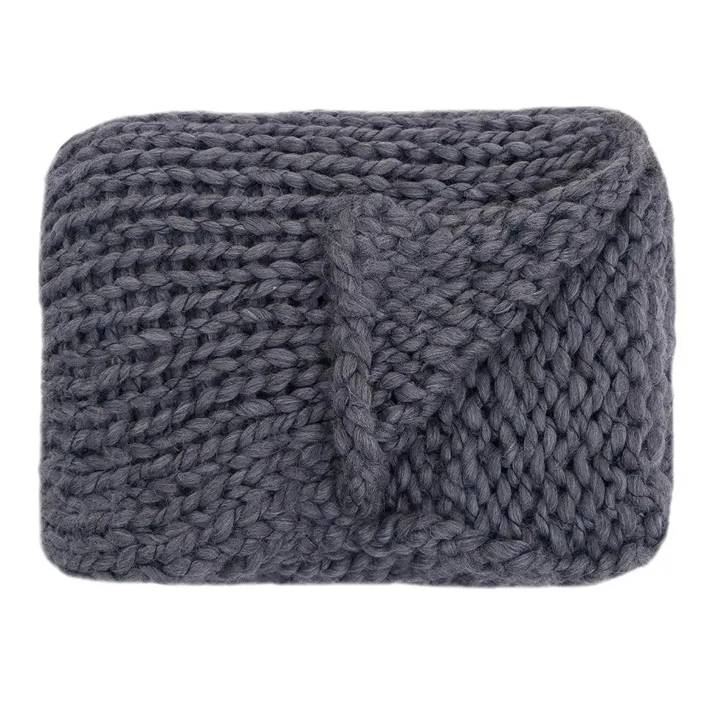 Charcoal Chunky Knitted Acrylic & Woolen Throw