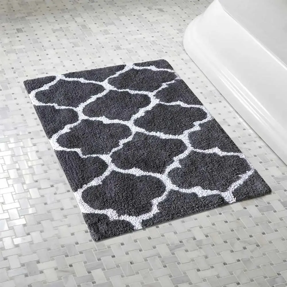 Charcoal Ethnic Pattern Premium Super Soft Cotton Bathmat (50 x 80) cm Single Piece