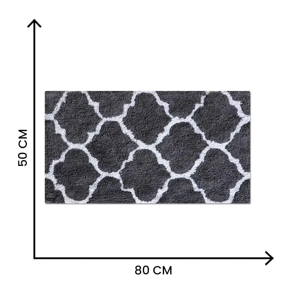 Charcoal Ethnic Pattern Premium Super Soft Cotton Bathmat (50 x 80) cm Single Piece