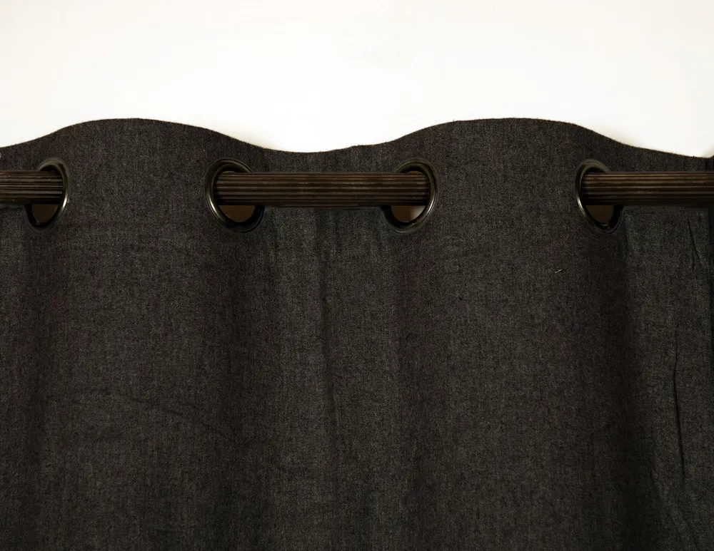 Charcoal Grey Woven Black Out Door Curtains