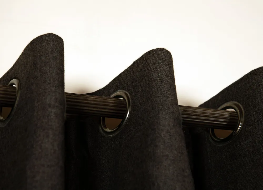 Charcoal Grey Woven Black Out Door Curtains
