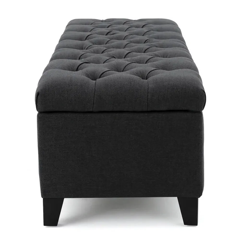 Charcoal Resilient & Super Soft Luxurious Tufted Velvet Flip Top Storage Bench