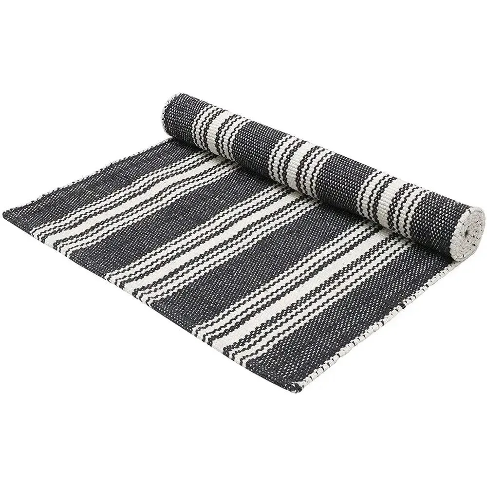 Charcoal Striped Cotton Yogamat