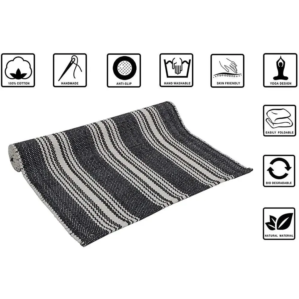 Charcoal Striped Cotton Yogamat