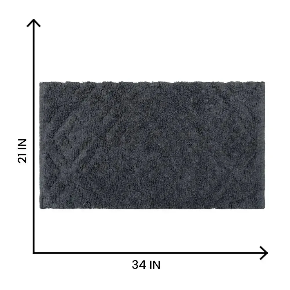 Charcoal Textured Soft Cotton Bathmat (21 x 34) Inches