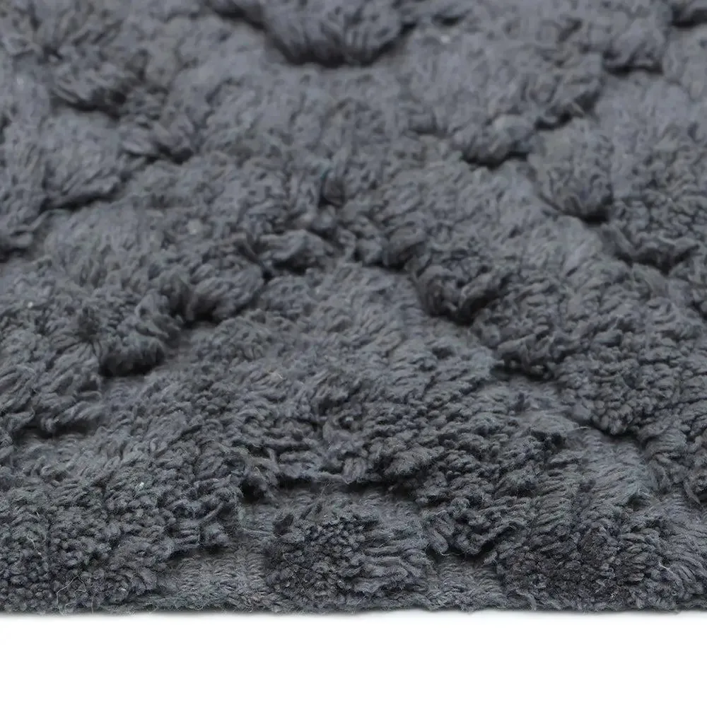 Charcoal Textured Soft Cotton Bathmat (21 x 34) Inches