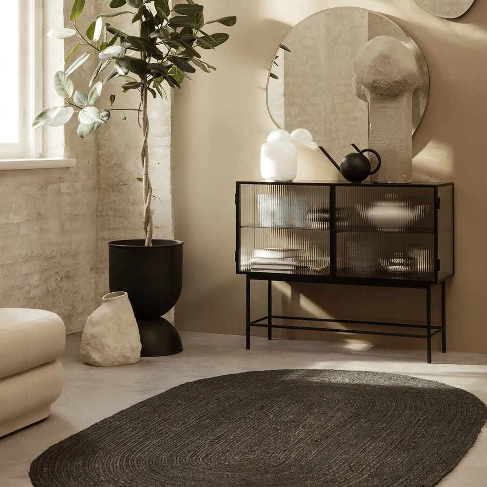 Charcoal Tint Oval Jute Rug S (4*6ft)