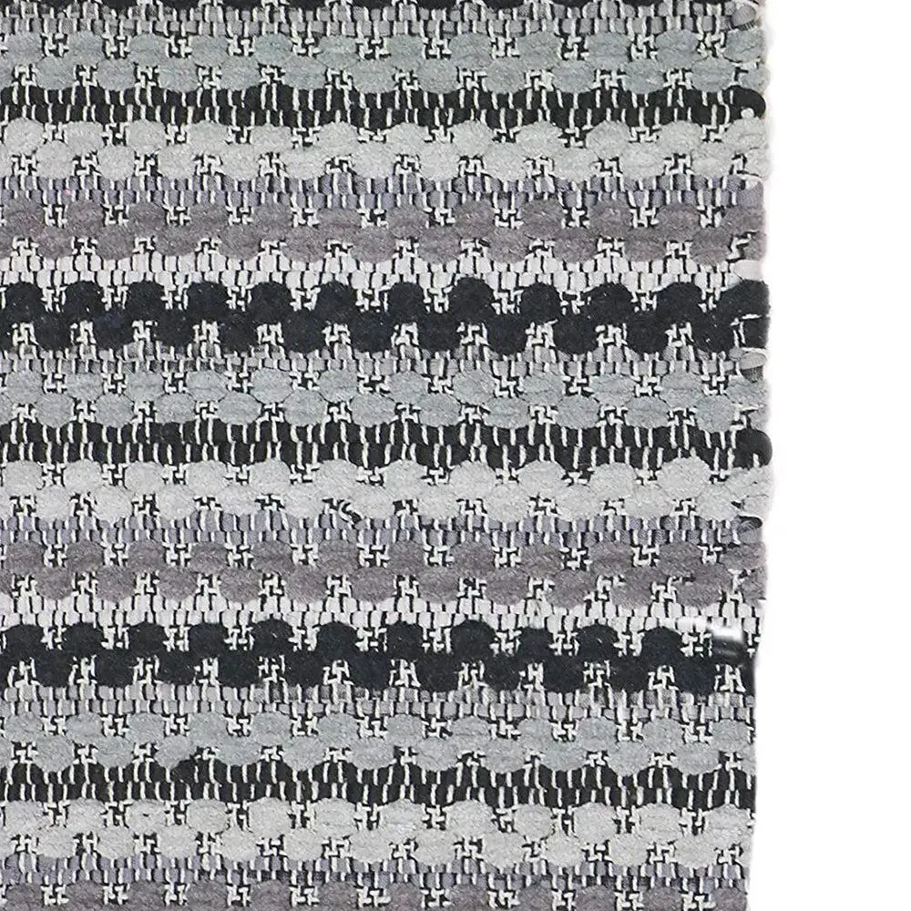 Charcoal Traditional Pattern Handwoven Cotton Area Rug (20 x 32) Inches