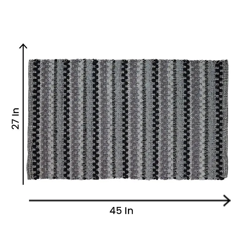 Charcoal Traditional Pattern Handwoven Cotton Area Rug (27 x 45) Inches