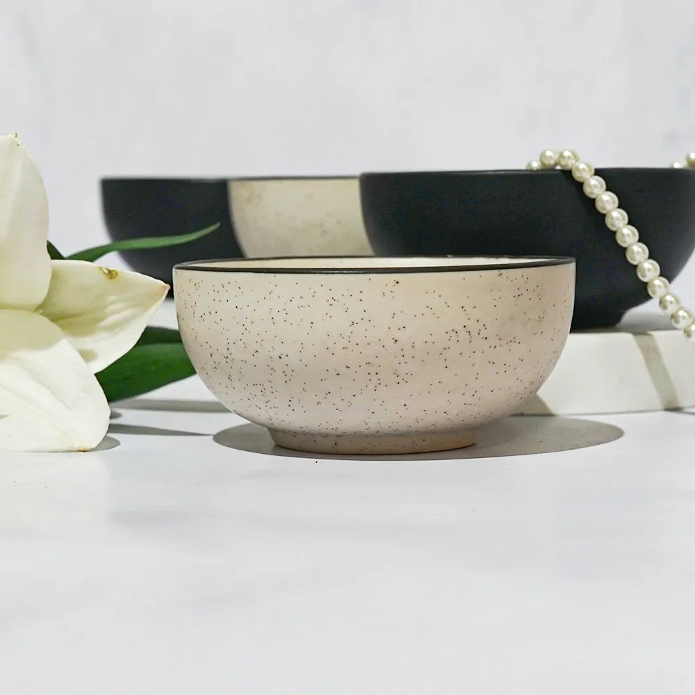 Charcoal & White Ceramic Bowls Set Of 4
