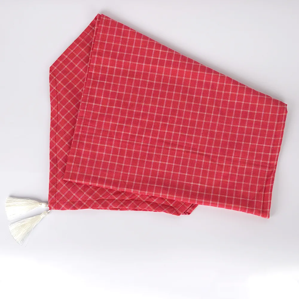 Checkered Pink Cotton Table Runner