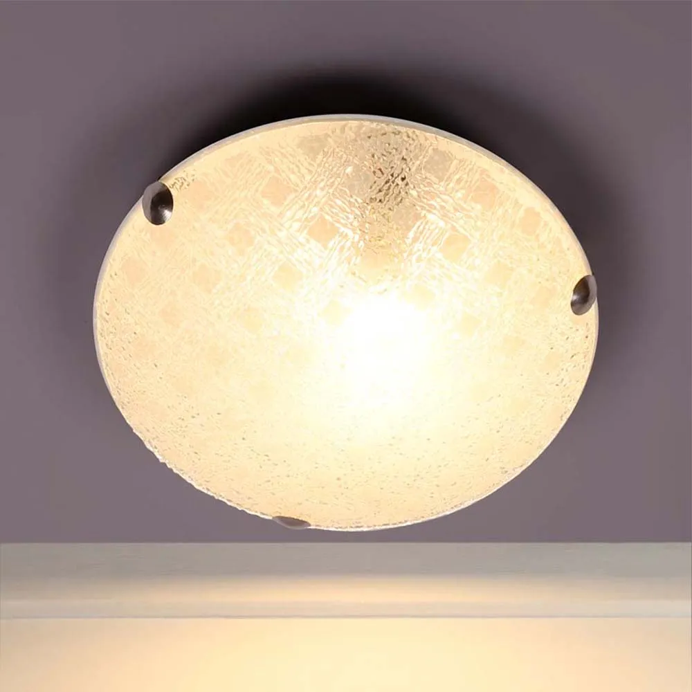 Chequered Texture White Flush Mount Light