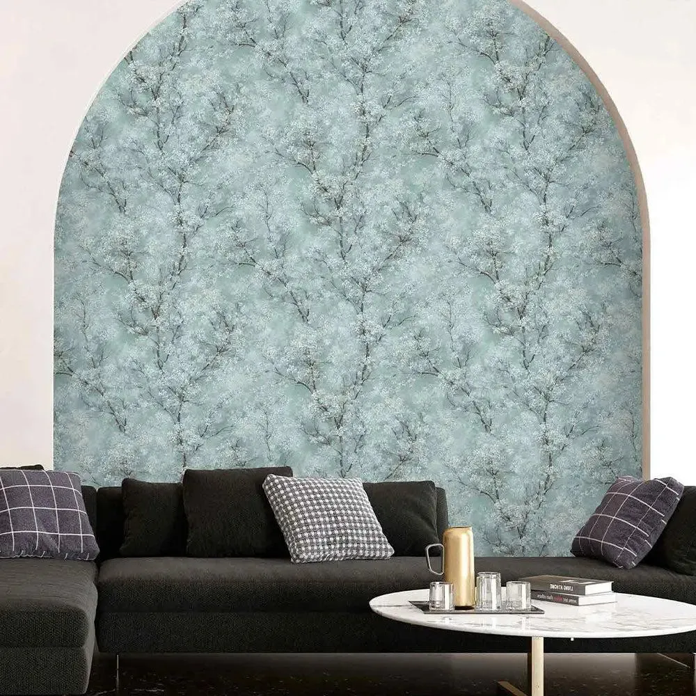 Cherry Blooms Textured Premium Wallpaper pink